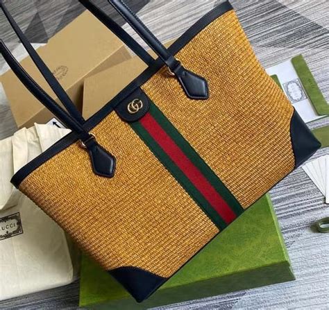 gucci ophidia straw tote